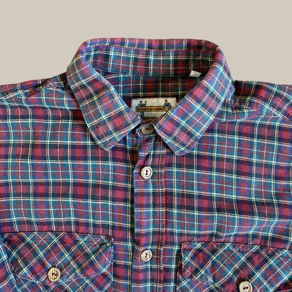 Vintage Crown by Corona Red and Green Plaid Flannel Button Front Shirt - Picture 3 of 7
